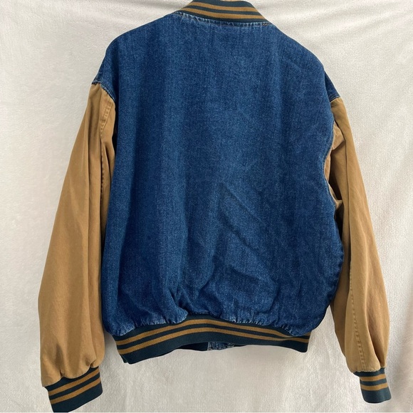 Vintage Dunbrooke Gatorade Varsity Denim Tan Bomber Jacket Mens Large Y2K - Picture 7 of 9